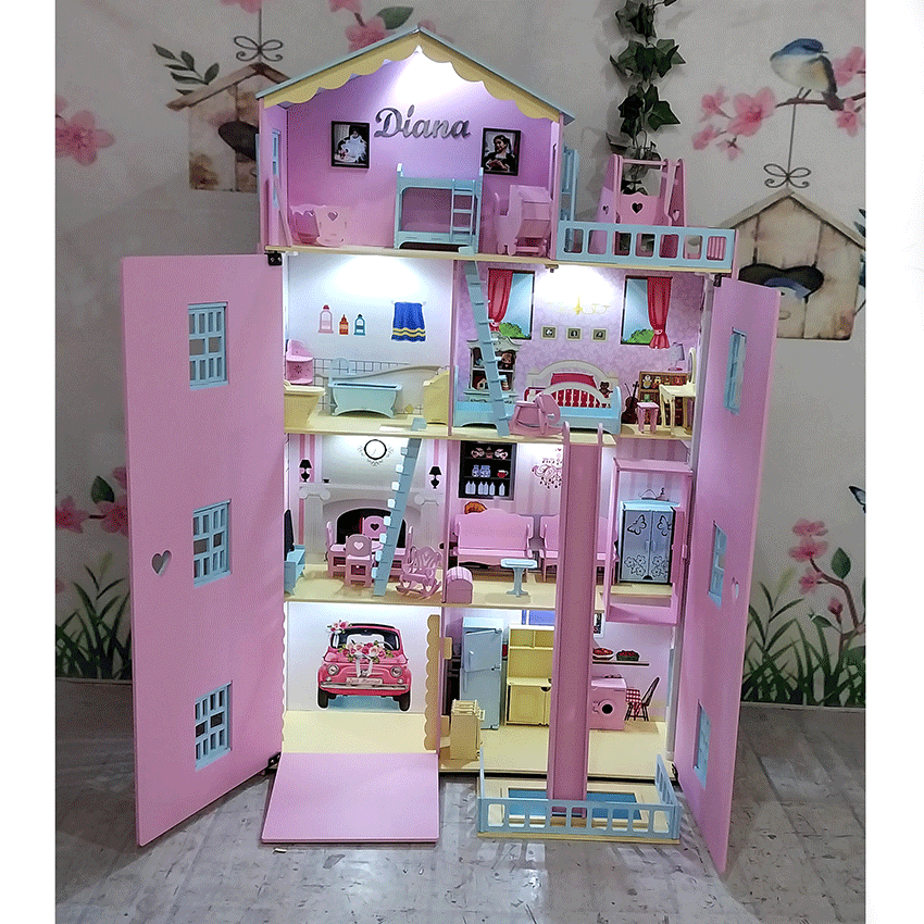 خانه باربی چهار طبقه دربدار مدل D2 رنگی